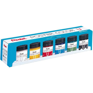 Tinta Guache Pentel Poster Color - 6 Cores - Guache Profissional