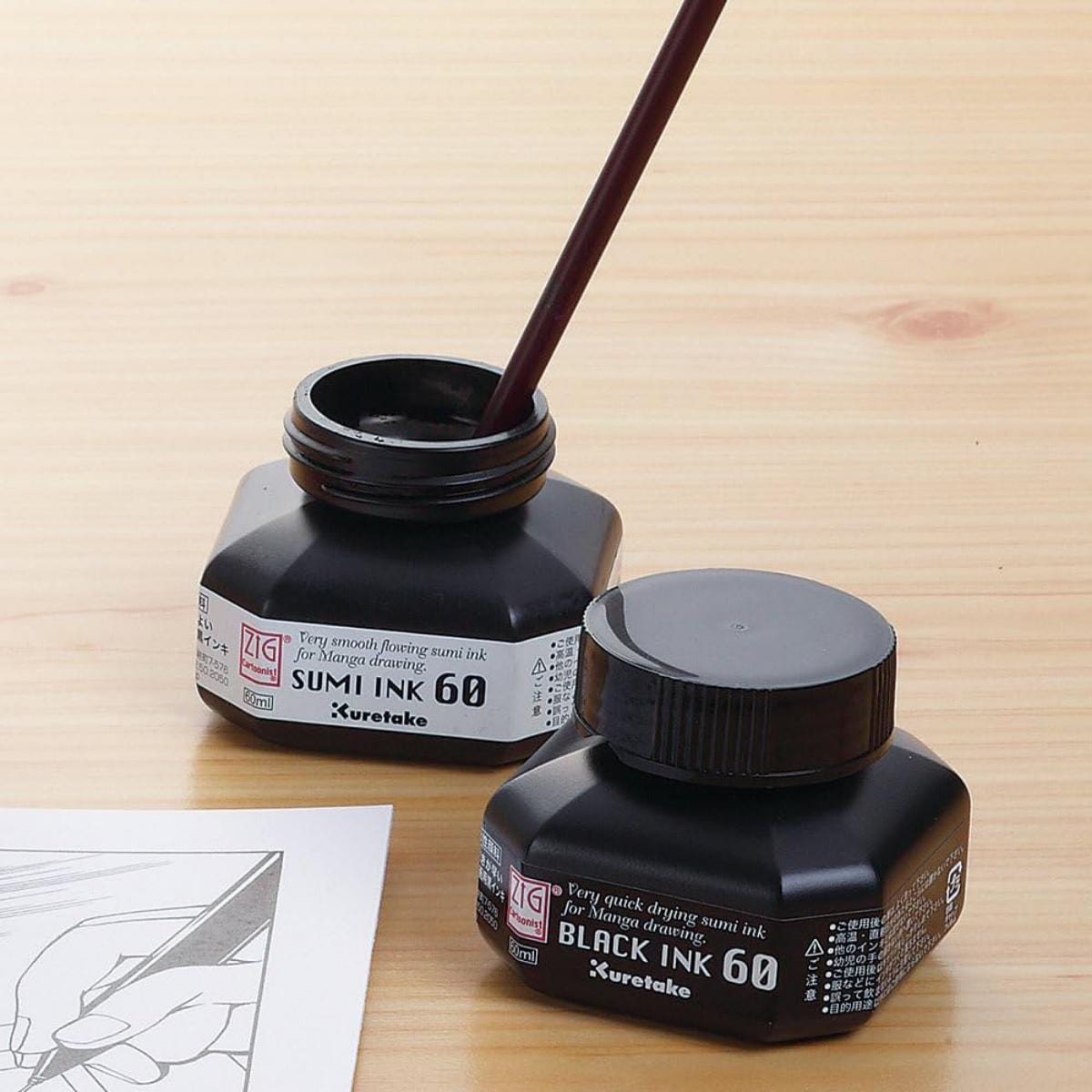 Tinta Nanquim Kuretake Cartoonist Black Ink - 60ml Kuretake