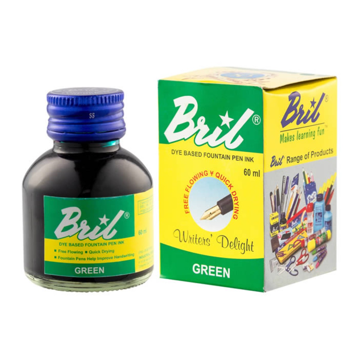 Tinta Para Caneta Tinteiro Bril - Green - 60ml Bril