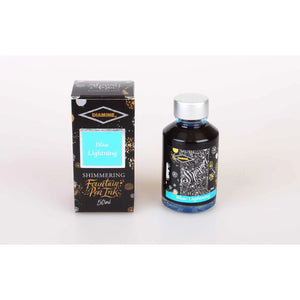 Tinta para Caneta Tinteiro Diamine Shimmertastic Blue Lightning 50ml - Cintilante