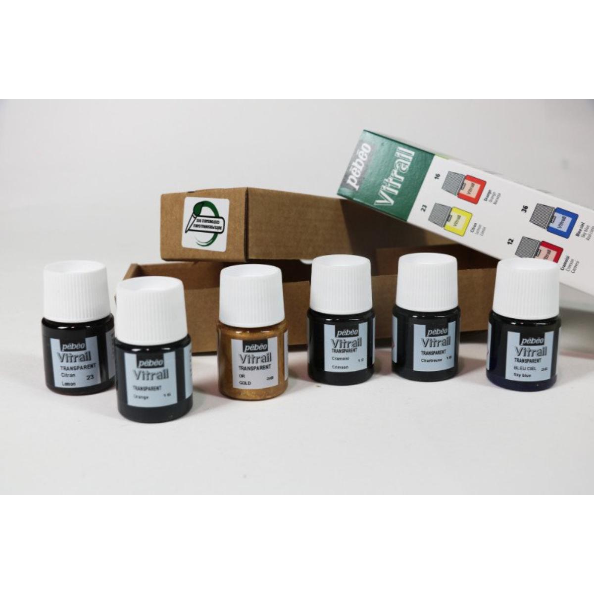 Tinta Para Vidro Pebeo Initiation - Conjunto 1 com 6 x 20ml Pebeo