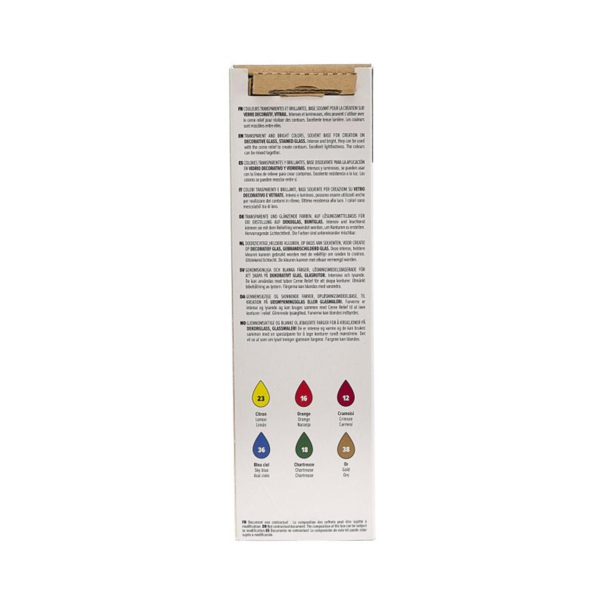 Tinta Para Vidro Pebeo Initiation - Conjunto 1 com 6 x 20ml Pebeo
