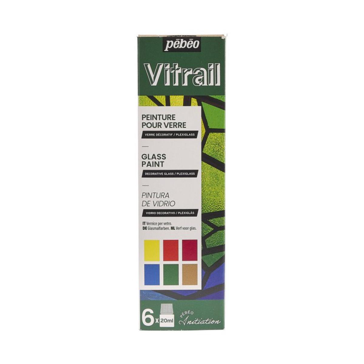 Tinta Para Vidro Pebeo Initiation - Conjunto 1 com 6 x 20ml Pebeo